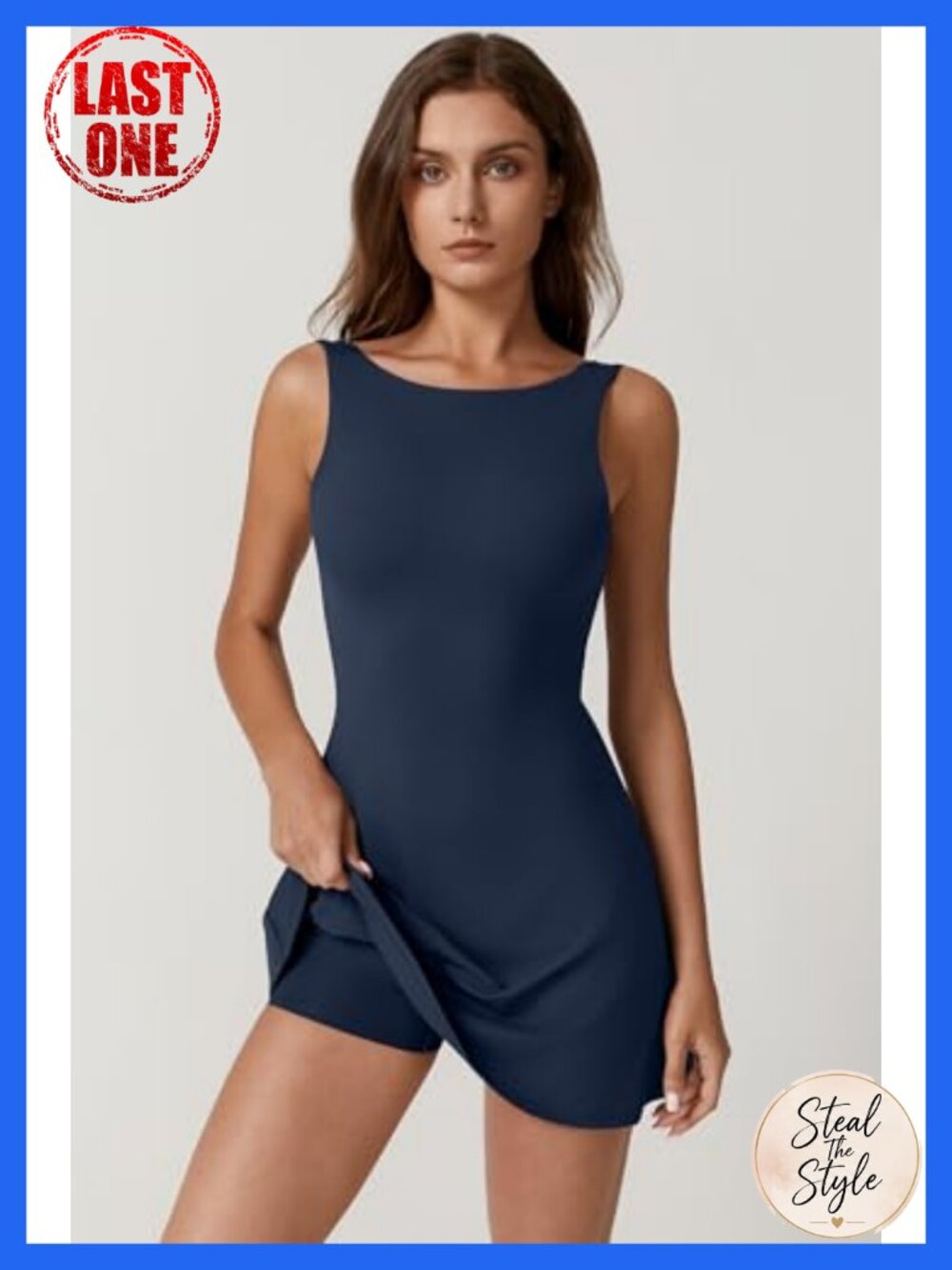 Women's Sleeveless Tennis Dress Built-in Shorts Golf Athletic Dress with Pockets - Picture 4 of 6